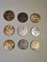 9x 1 Rappen Münzen, Jahrgänge 1981, 1988, 1993,