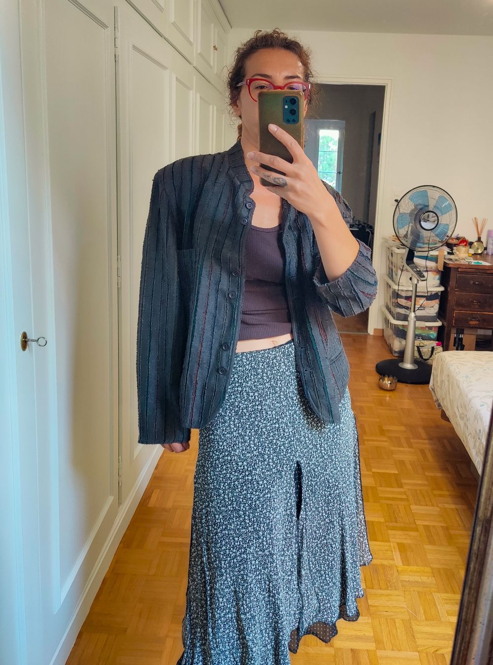 Jacken: Vintage Striped Linen Textured Jacket – Neu (gemäss Beschreibung) aus La Tour-de-Peilz von dAutrefois