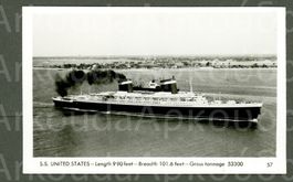 AK sw „S.S. United States“ Atlantik- Linien-Dampfer ≈ 1951