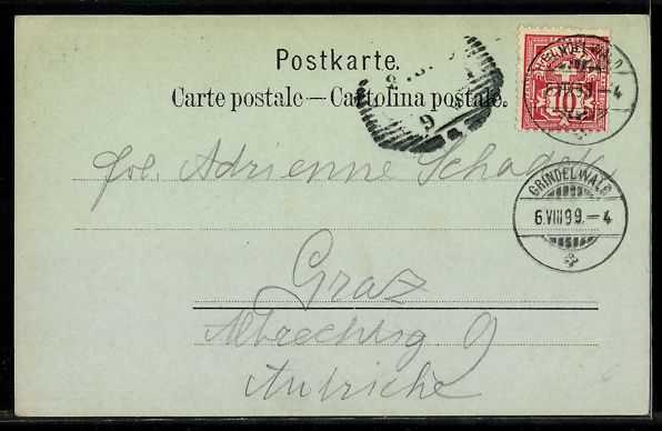 Cartoline postali: AK Grindelwald, Ort u. unterer Gletscher – Usato da Berlin venduto da bartko-reher 1