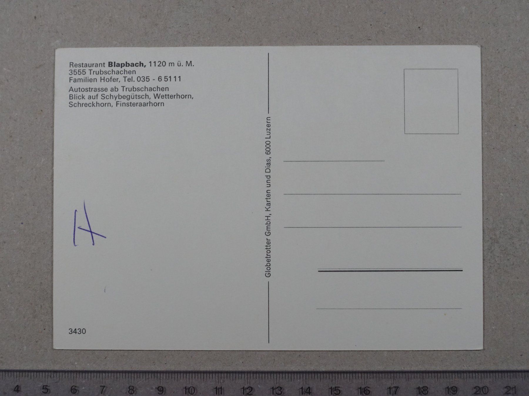Cartoline postali: Trubschachen, Restaurant Blapbach – Usato da Lenzburg venduto da fh1 1