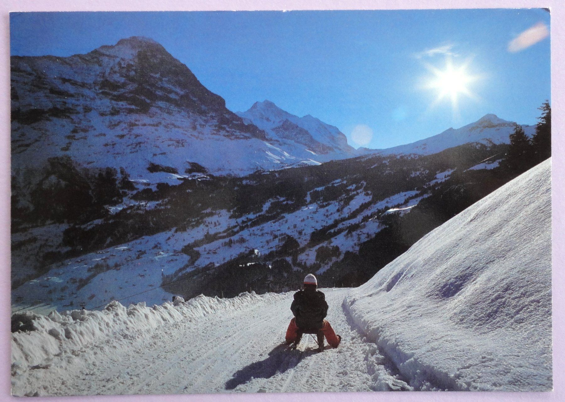Cartoline postali: Grindelwald, Eiger, Jungfrau, Schlittelweg  Bussalp – Usato da Fétigny venduto da Billy2miny