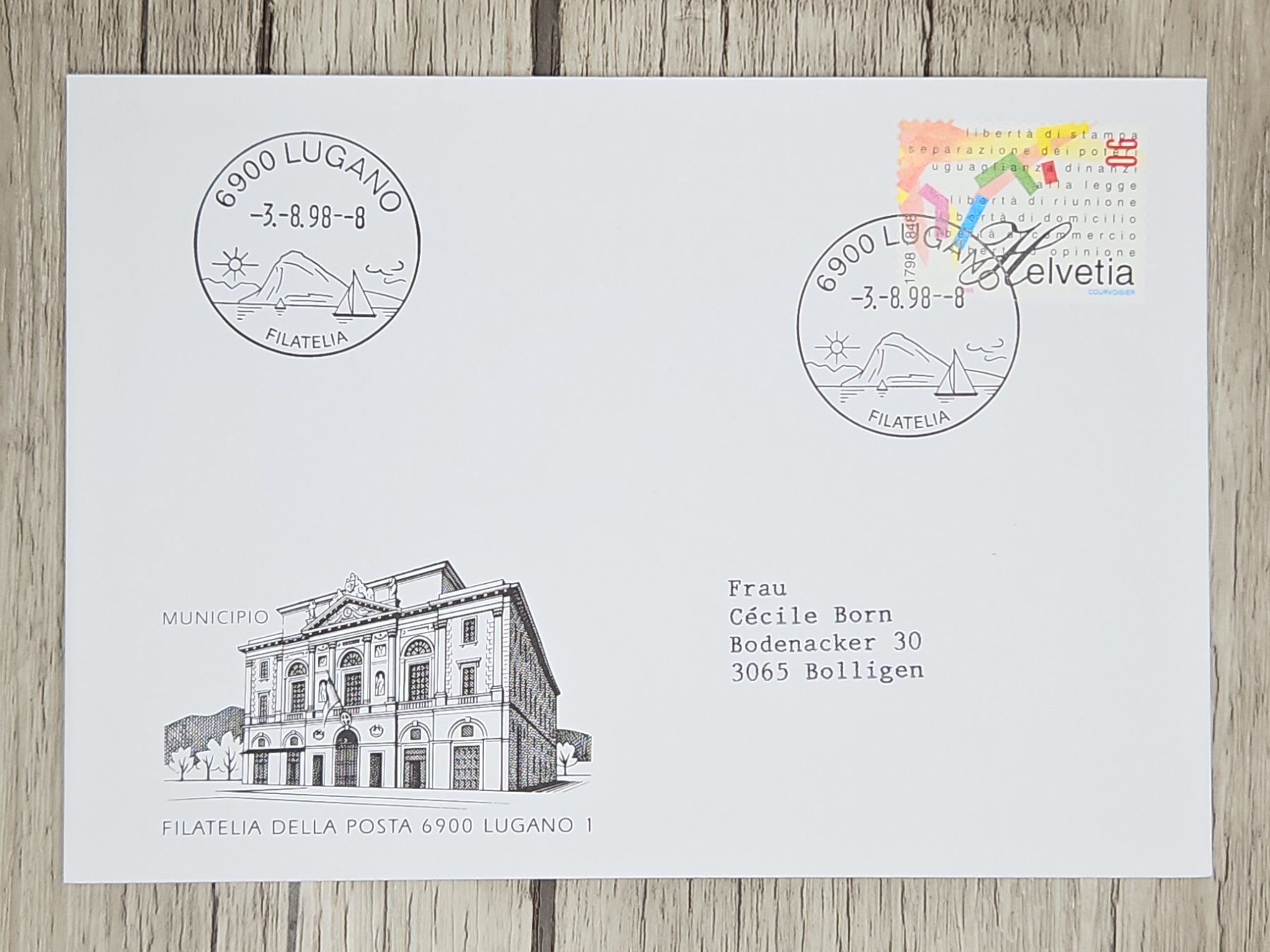 Tutti i francobolli: CL11 Enveloppe + Timbre Suisse 1998 – Usato da Cousset venduto da Patrick_Collections