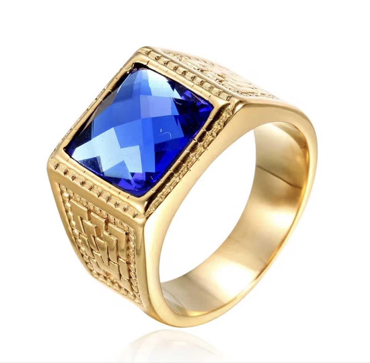Ringe: Men Ring blue stone stainless steel big size – Neu und originalverpackt aus Aarburg von StavFashion