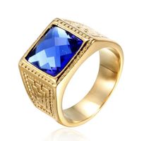 Men Ring blue stone stainless steel big size
