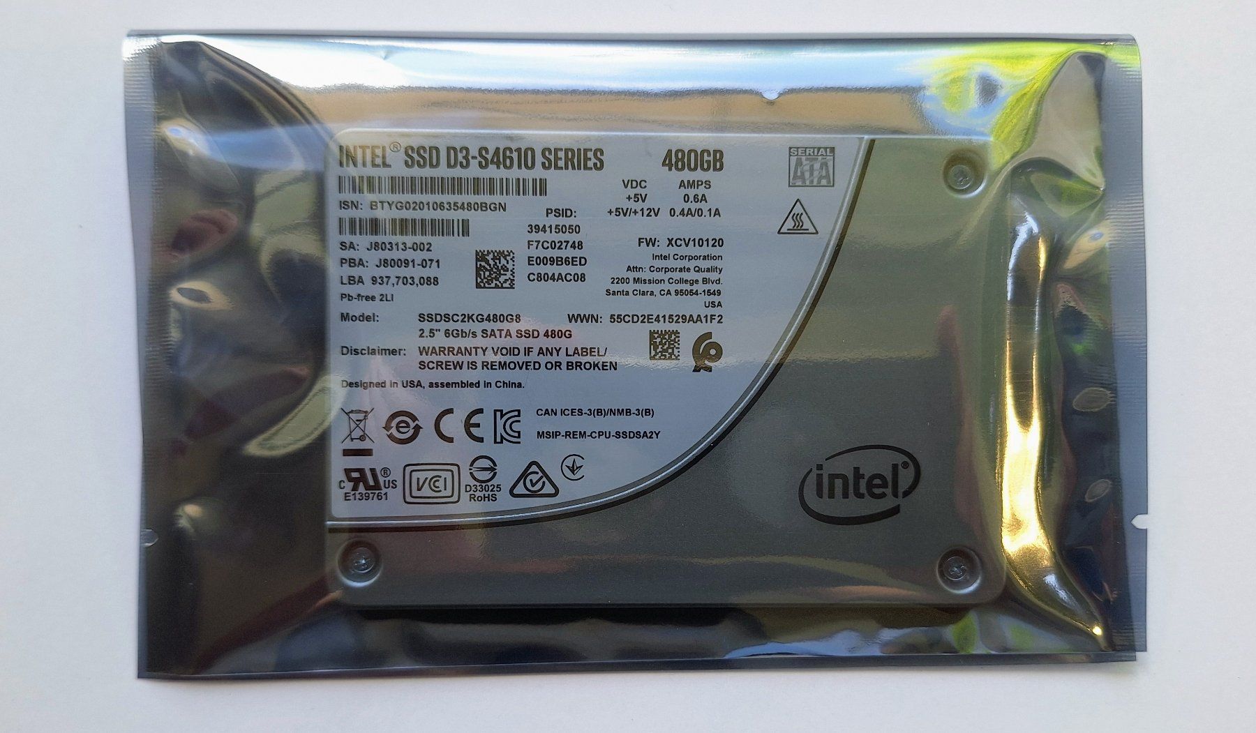 Intel Dischi rigidi: Intel 480GB Enterprise SSD SSDSC2KG480G8 Datacenter – Usato da Staufen venduto da Franky 2