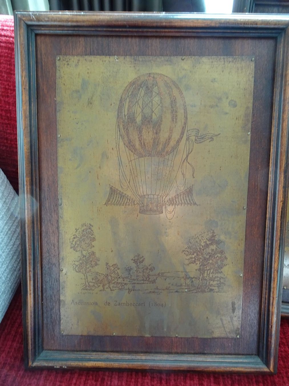 Foto & Immagini: 2 antike Messingplatten mit Ballonstart - Motiven gerahmt – Usato da Vitznau venduto da Mina60 3