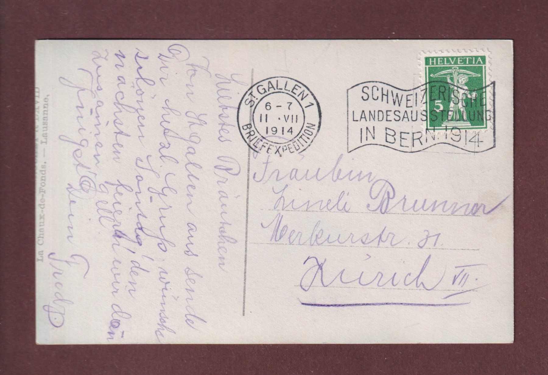 Cartoline postali: ST. GALLEN - Drei Weihern - 1914 – Usato da Pully venduto da nicecards 1