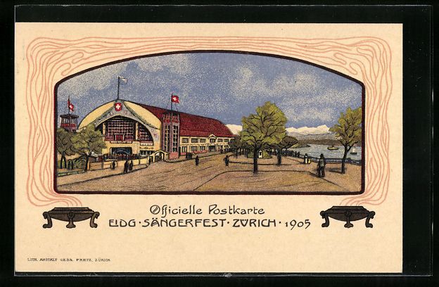 Cartoline postali: Zürich, Eidgen. Sängerfest 1905, Parti – Usato da Berlin venduto da bartko-reher