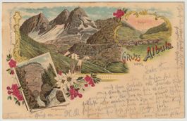 Lithographie Albula, Graubünden, Stempel Salez 1900