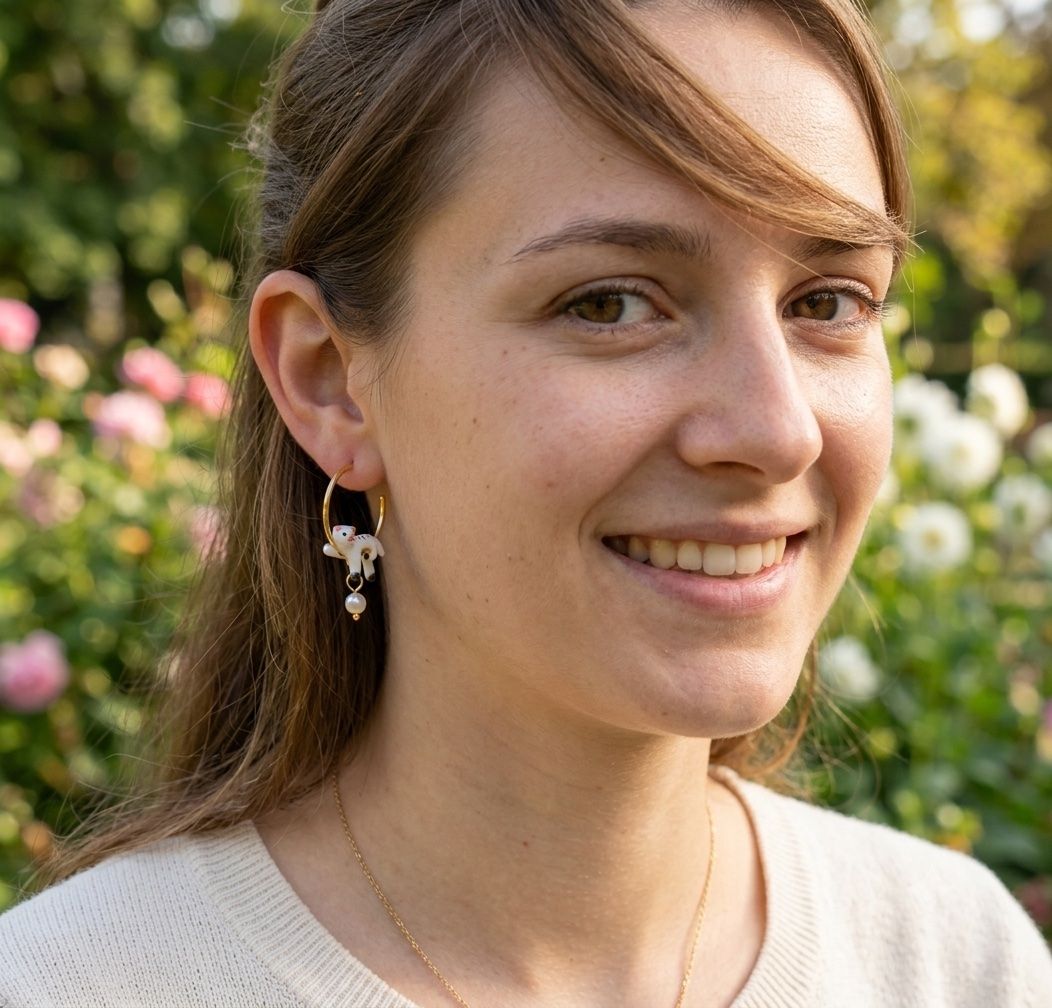 Ohrringe & -stecker: Boucles d’oreilles créoles avec chat – Neu und originalverpackt aus St-Maurice von Sandrinette123 1