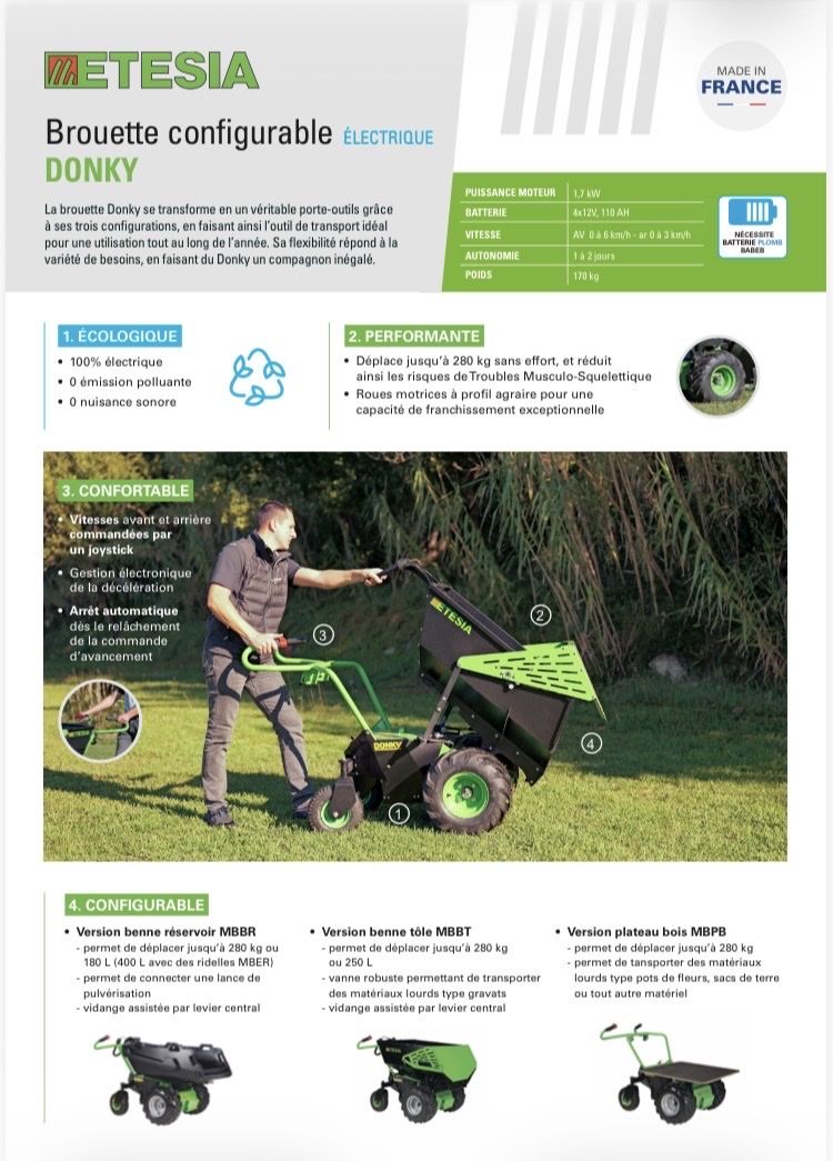 Carriole: Brouette électrique  Etesia Donky 48V – Usato da Bramois venduto da rey_xy87 1