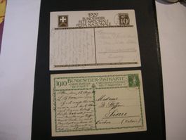 1910/1929 2 BUNDESFEIERKARTEN NACH SIERRE + GRINDELWALD