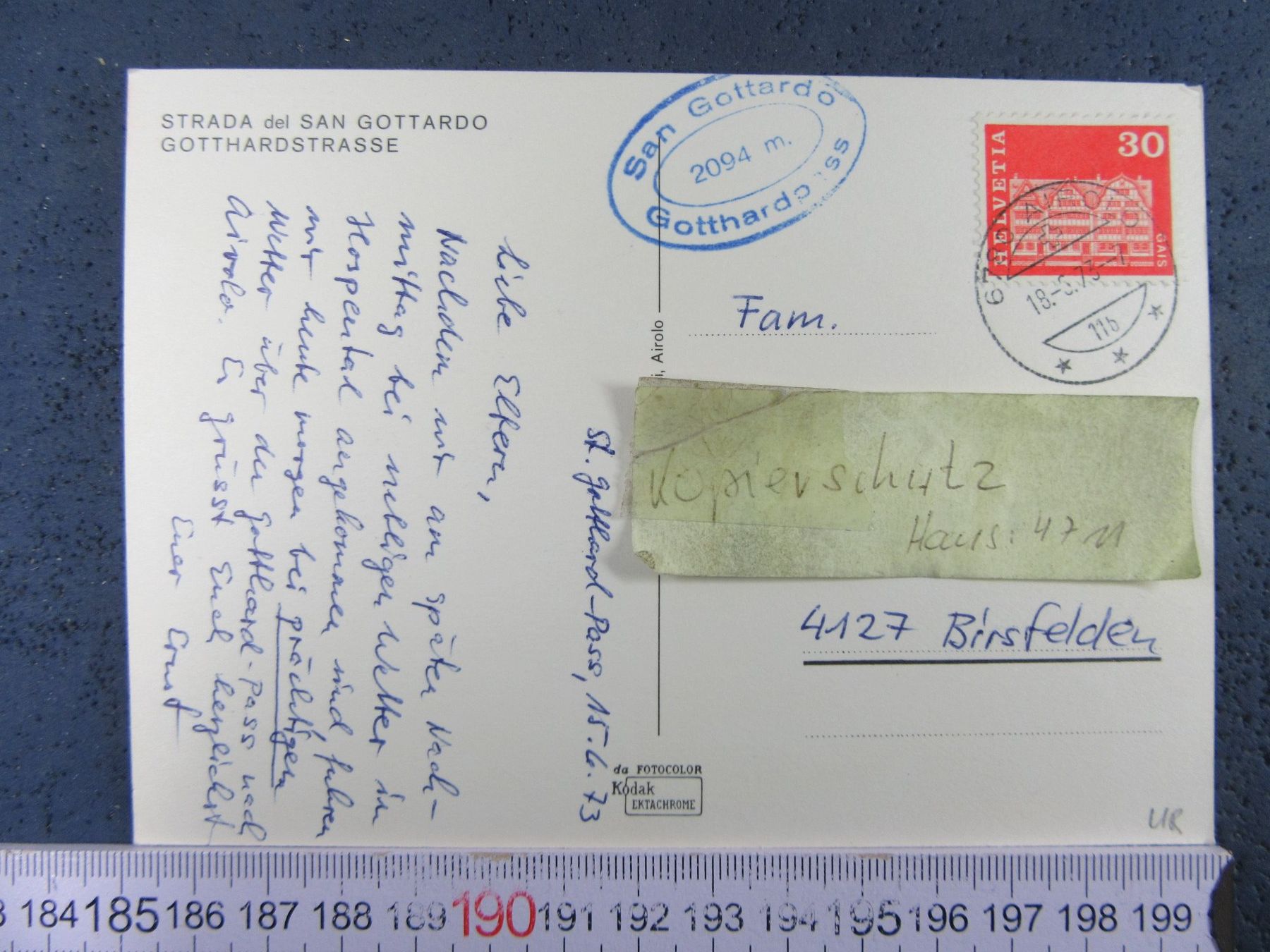 Ansichtskarten: ST.GOTTHARD-PASS GOTTHARDSTRASSE AUTO'S OLDRIMER 1973 – Gebraucht aus Ettingen von Hausi4711 1