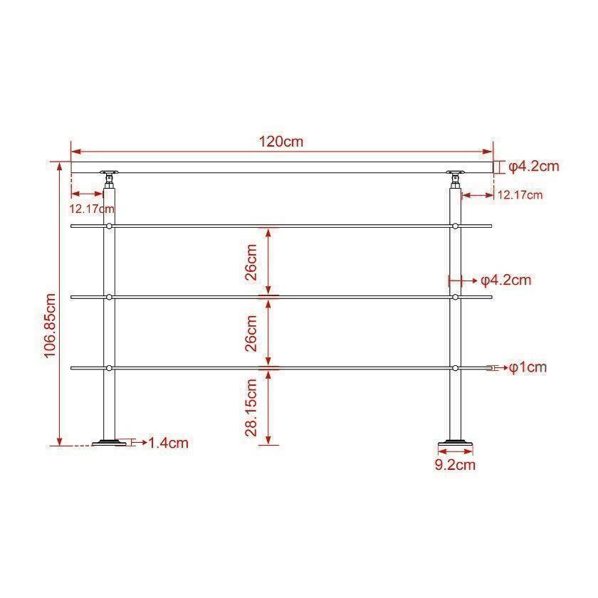 Geländer: 57209 - Edelstahl Treppengeländer 120cm - 3 Querstreben – Neu und originalverpackt aus Wallenwil von toesstal-vertrieb 2
