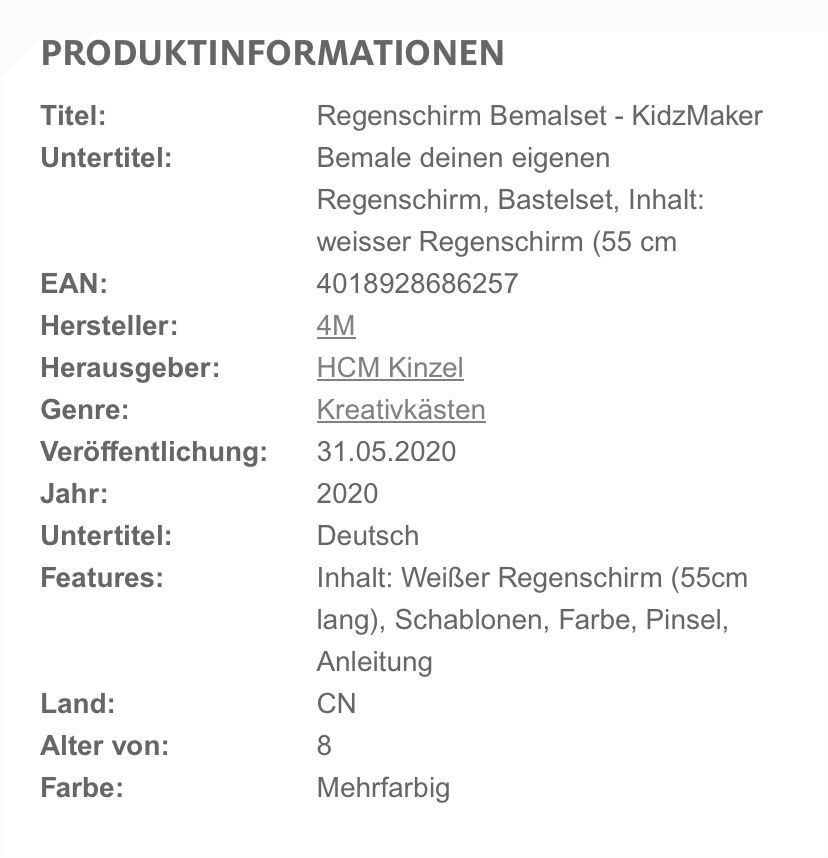 Sonstiges für Kind & Baby: Regenschirm Bemalset von Kidz Maker – Neu und originalverpackt aus Waltenschwil von Schmetterling2015 4