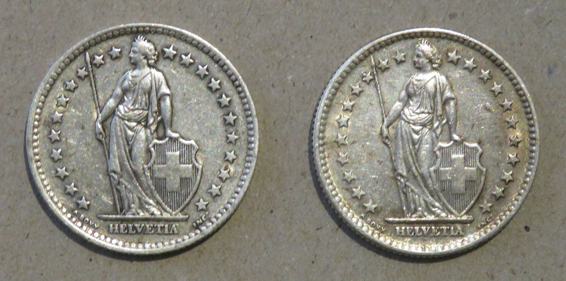 Alle Münzen: 2 x Fr. 2.-  1958 und 1959 Silber – Gebraucht aus Kreuzlingen von Koi4 1