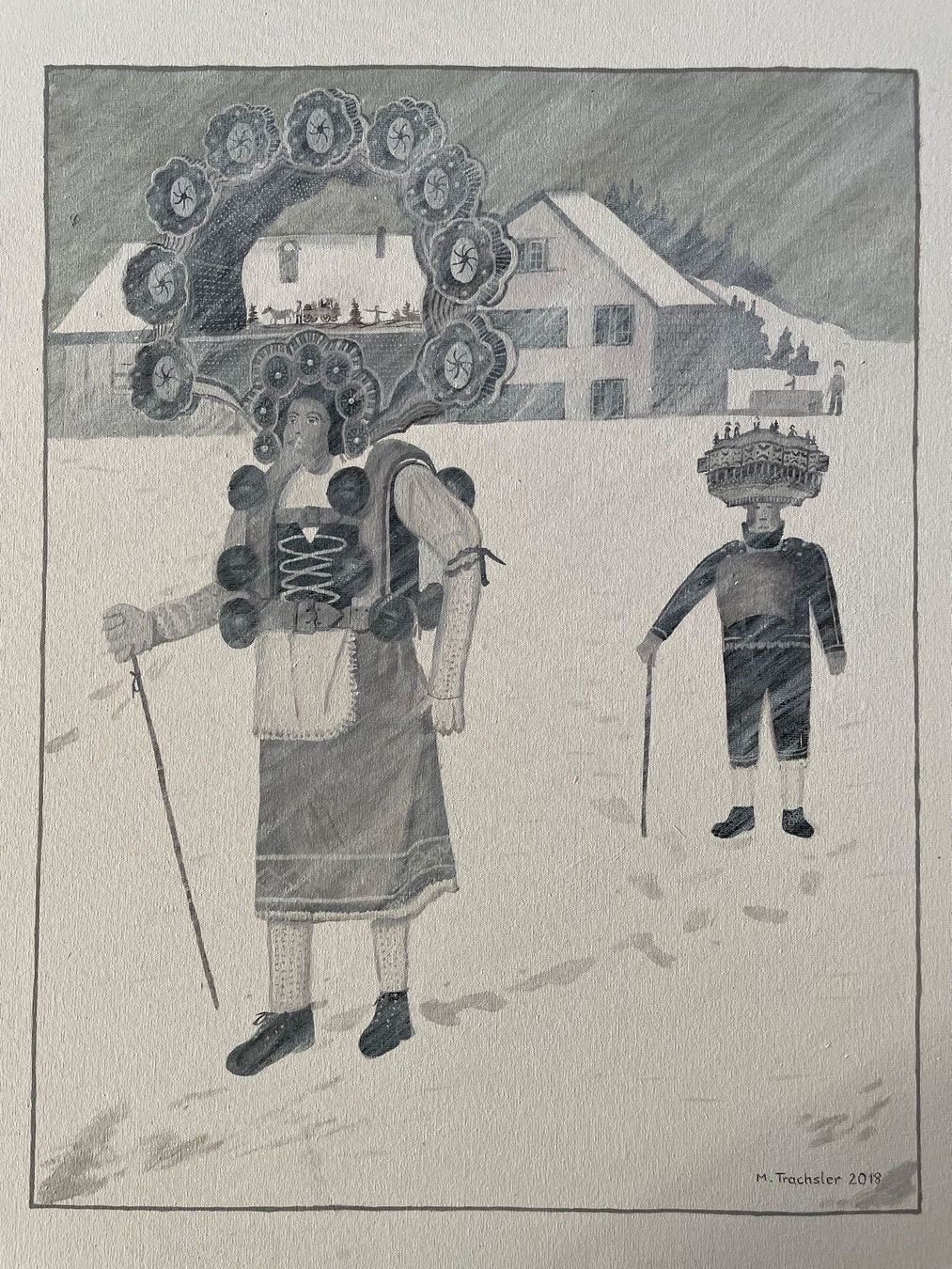 Dipinti: Silvesterchläuse Appenzeller Kunst – Usato da Appenzell Steinegg venduto da trachsler1978