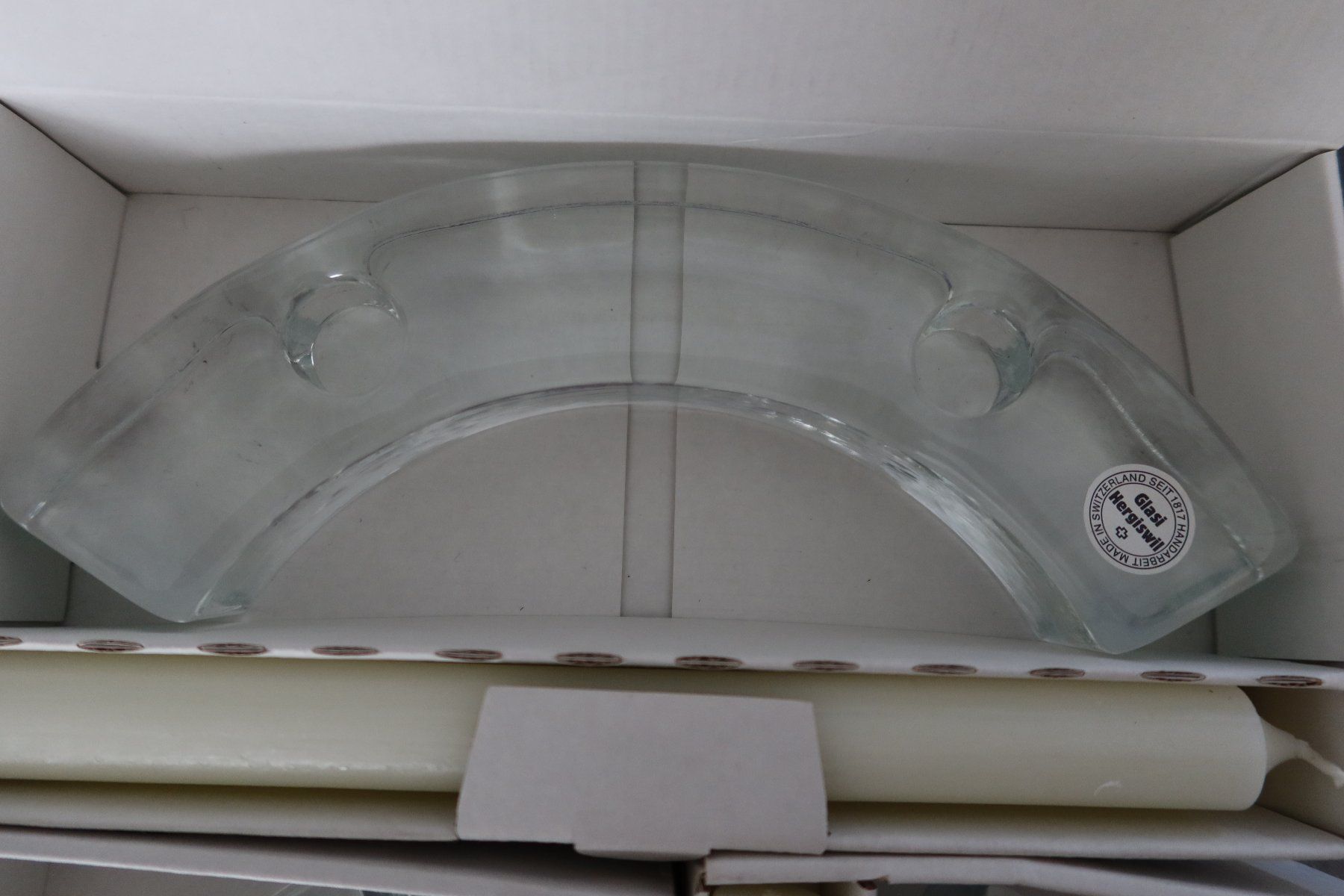 Glasi Hergiswil Portacandele: Glasi Kerzenhalter "ARCO", 3 Segmente mit je 2 Kerzen - NEU – Nuovo e nell'imballaggio originale da Zürich venduto da Piki7 1