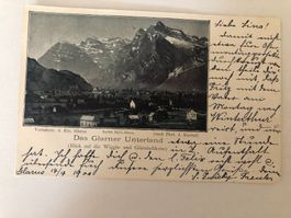 Glarner Unterland mit Bergen 1905 Blick auf die Wiggis - u G