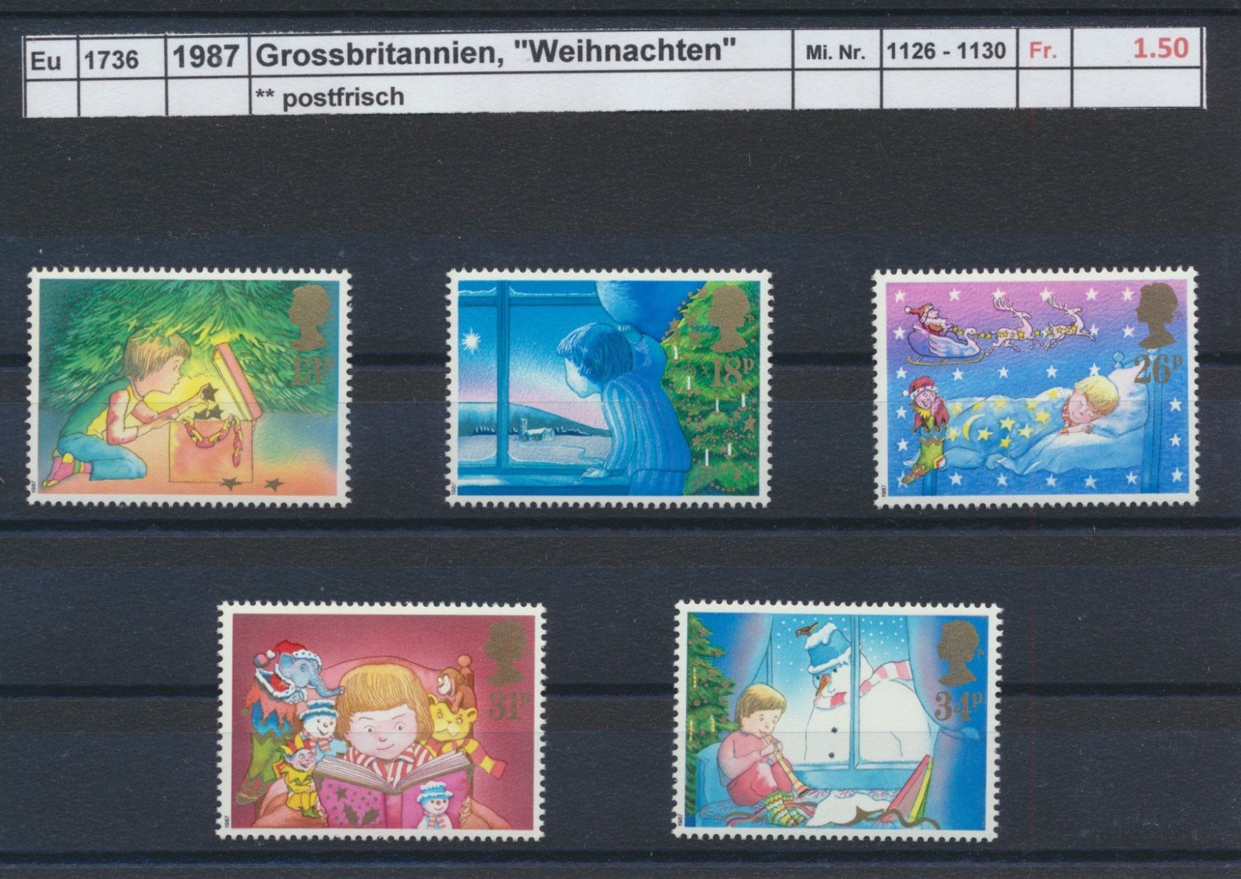 Tutti i francobolli: 1987 Grossbritannien, "Weihnachten", ** postfrisch – Nuovo (secondo la descrizione) da Winterthur venduto da Zupogeru