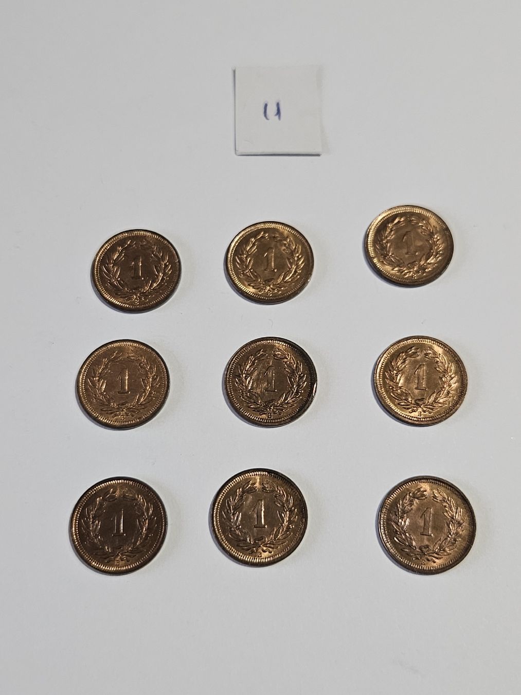 Tutti le monete: 1 Rappen 1937, 9 Stk. – Usato da Pfäffikon ZH venduto da Melibol 2