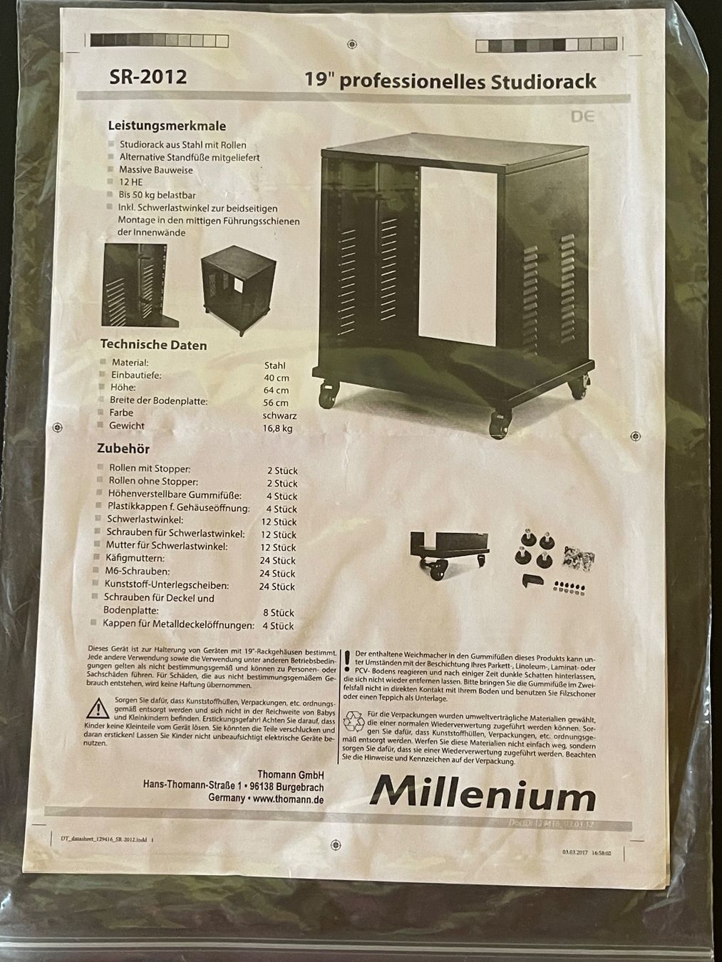 Altri accessori: Millenium SR-2012 19 Zoll 12HE Studiorack gebraucht – Usato da Eriz venduto da qot 1
