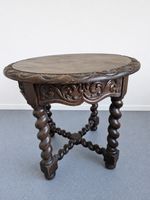 Antiker Tisch gedrechselt 70x66cm, Tischplatte verunreinigt