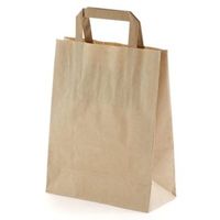 50 Flachhenkel-Papiertaschen in braun 32+17x44cm