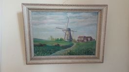 Holändische Landschaft Handgemalt 