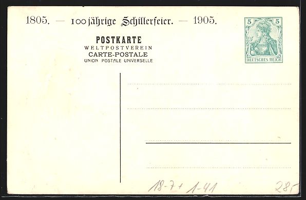 Cancelleria postale: Portrait des Dichters Friedrich Schiller – Usato da Berlin venduto da bartko-reher 1