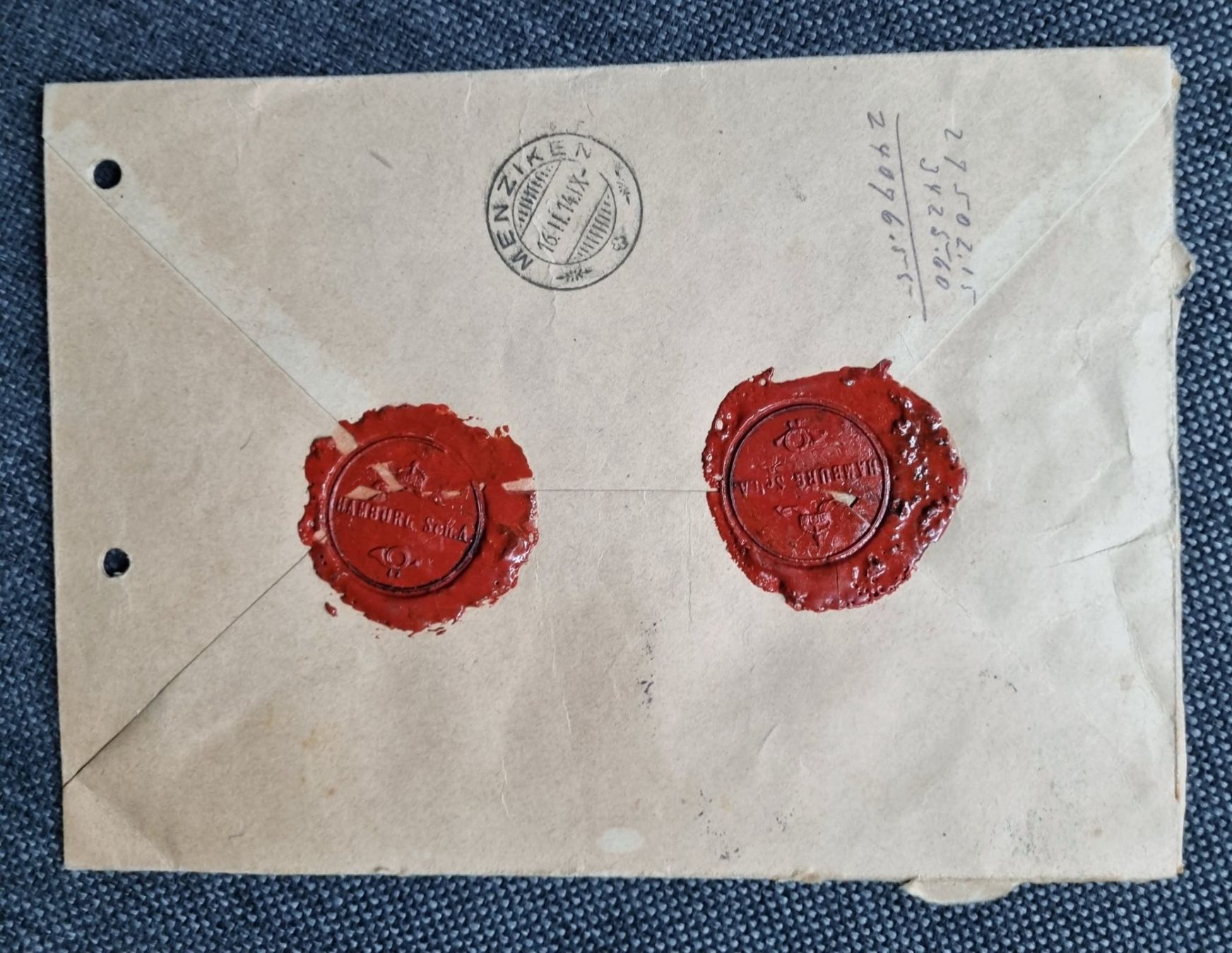 Documenti: antiker Brief mit 2 Siegeln von 1914 – Usato da Reinach AG venduto da Cme 2