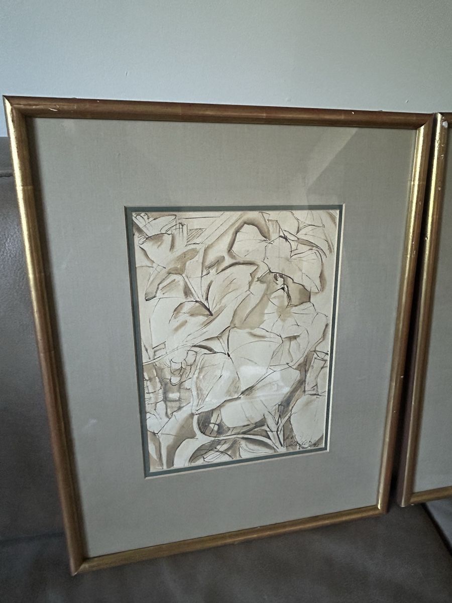 Gemälde: 3er Set Originale Zeichnungen, H.W. Scheller, gerahmt – Gebraucht aus Glarus von KunstWerkEr-LS87 1