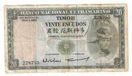 Banknote 20 Escudos / Osttimor / 1967 / Aleixo Corte-Real