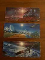 3 Weltraum Briefmarken UN Satellit