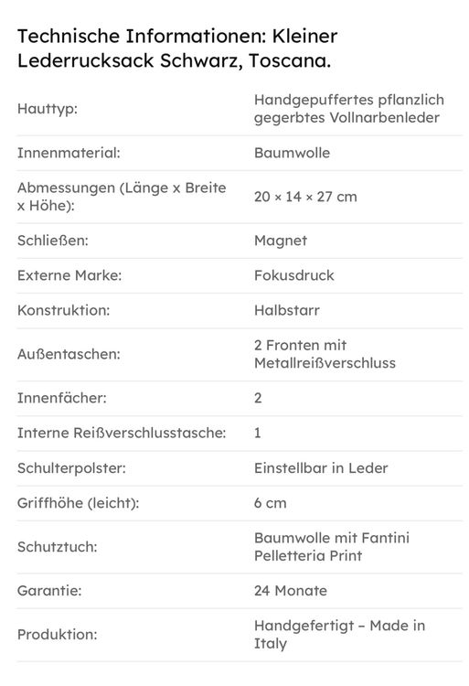 Zaini: Lederrucksack klein Toscana – Nuovo e nell'imballaggio originale da Wittenbach venduto da bes_k8vr 6