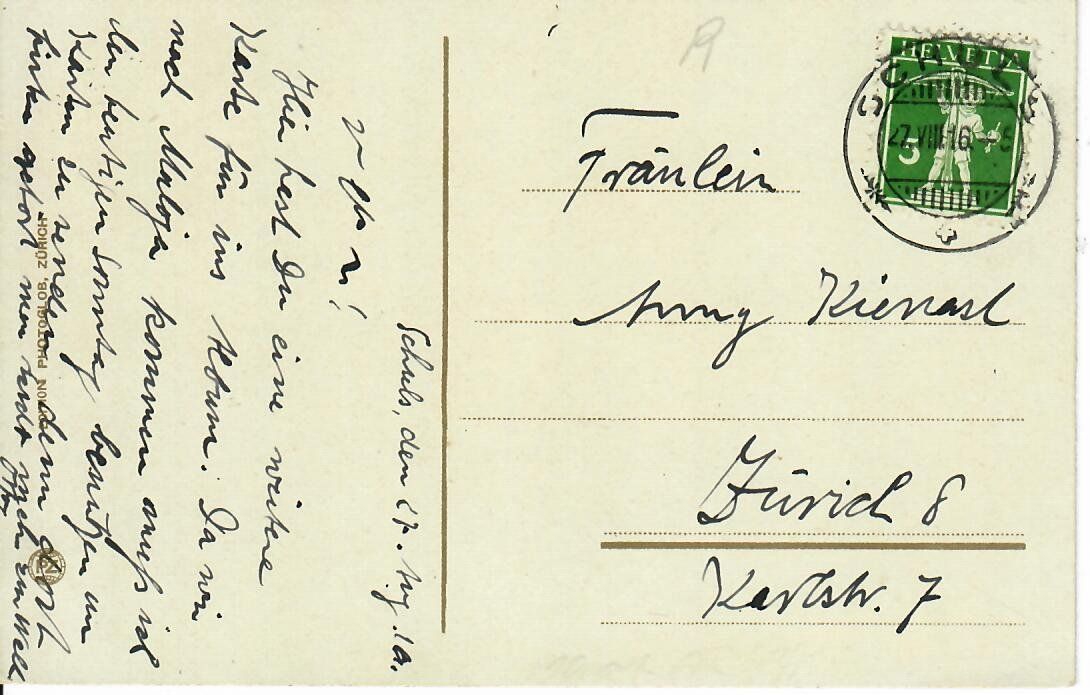 Cartoline postali: Schuls 1916 – Usato da Hochdorf venduto da Ziegel-16 1