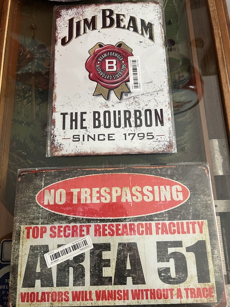 Insegne: Jim Beam Bourbon Blechschild & AREA 51! – Nuovo e nell'imballaggio originale da Mellingen venduto da Oelquelle