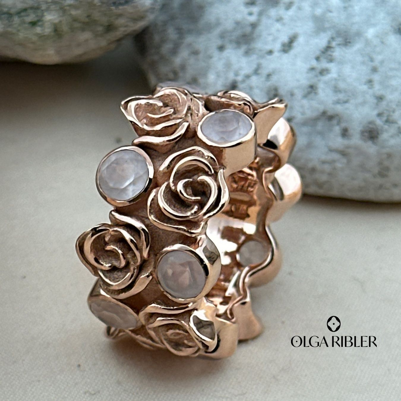 Olga Ribler Bagues: Statement Silber Ring 925 mit Rosenquarzen Grösse 55 – Neuf (Voir description) à Luzern par Schmuckoutlet 2