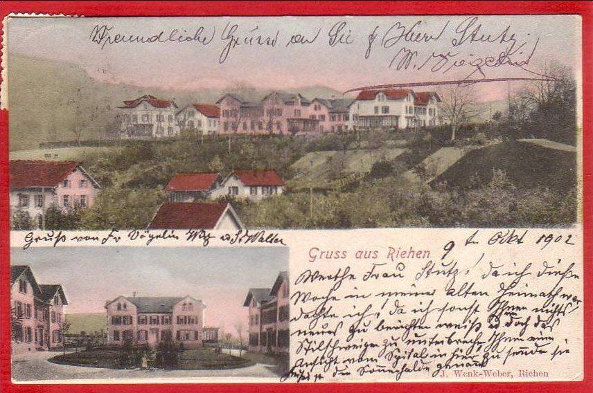Ansichtskarten: RIEHEN 1902 – Gebraucht aus Grüningen von Kartensammler