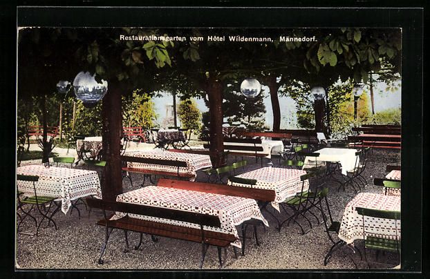 Ansichtskarten: Männedorf, Restaurantsgarten vom Hotel  – Gebraucht aus Berlin von bartko-reher