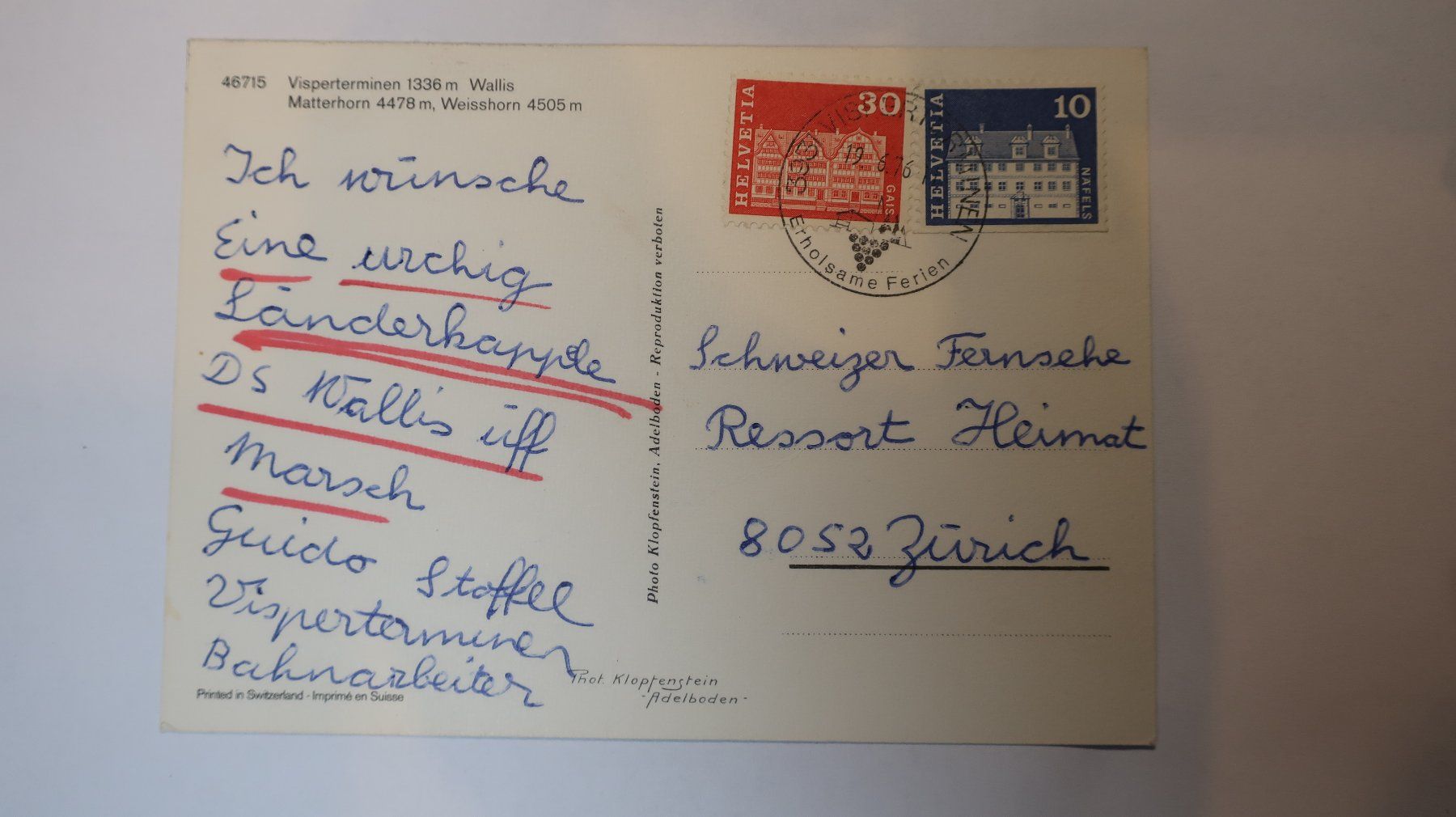 Cartoline postali: Visperterminen  1976 – Usato da Cormoret venduto da Pascalll2001 2