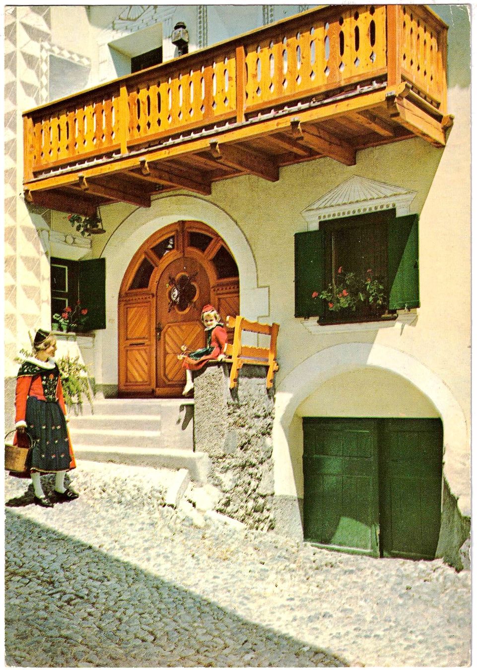 Ansichtskarten: CELERINA & ein altes Engadinerhaus ca. 1965 (GR) – Gebraucht aus Oberdorf BL von Hopfehuepfer