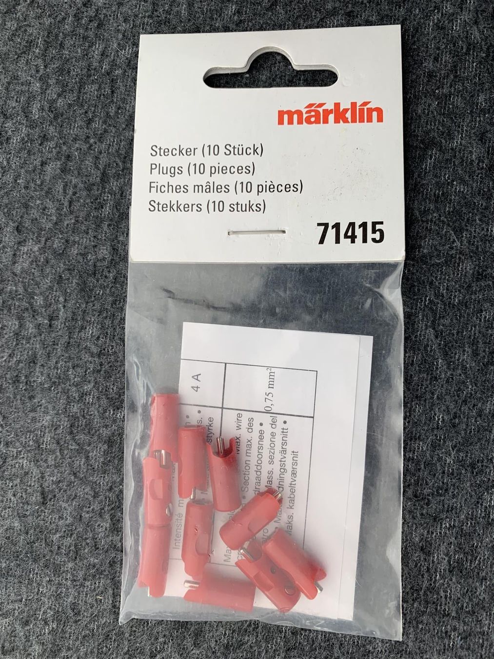 Märklin Modellini di ferrovie: Marklin 71415 Stecker 1.6 mm 10 Pc Rot – Nuovo e nell'imballaggio originale da Hauterive NE venduto da eriamch