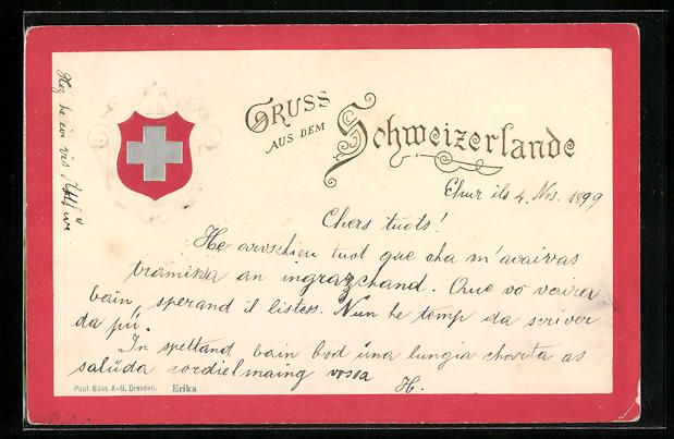 Ansichtskarten: Präge-Lithographie Schweiz, Schweizer W – Gebraucht aus Berlin von bartko-reher