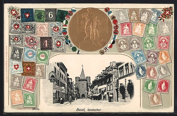 Ansichtskarten: Passepartout-Lithographie Basel, Spalent – Gebraucht aus Berlin von bartko-reher