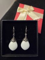 Vintage Ohrringe, Tropfenform💧Weiss - ideales Geschenk!