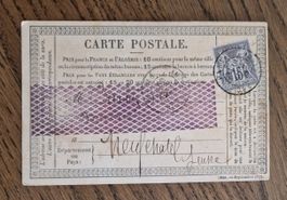 Postkarte von Aubin (F) nach Neuchâtel 1878, kleines Format