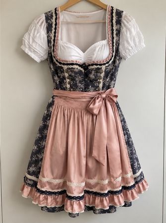 Krüger Dirndl Gr. 36 – Dunkelblau/Rosa inkl. Schürze