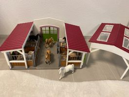 Schleich Pferdehof mit Pferden gebrauchter Zustand